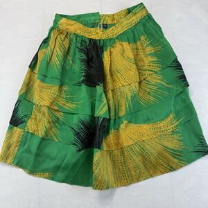 Anthropologie Sariah Silk Wrap Skirt Women's 8 Green Ruffle Skirt